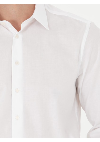 Erkek Beyaz Slim Fit Uzun Kollu Gömlek 50279880-VR013