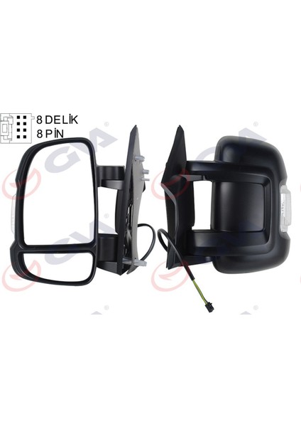 Diş Dikiz Aynasi Sol Ducato-Boxer-Jumper 06 Elektrikli Isitmali Sinyalli Kisa Kol Konveks 8 Fiş VM-6201EHL Dpmah