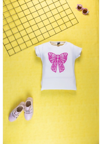 Kız Çocuk Yazlık Şık Takım | Fiyonk Desenli Tişört ve Eşofman Alt I Pamuklu Terletmez I Çocuk Takım modelleri