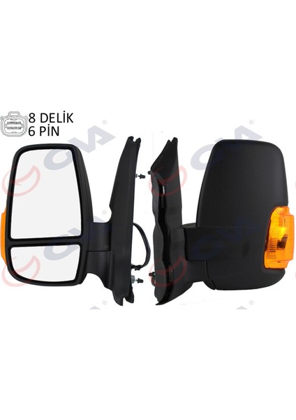 Diş Dikiz Aynasi Sol Transit 14 Elektrikli Isitmali Sari Sinyalli Desenli Konveks 6 Fiş VM-6329NEHL Dpmah