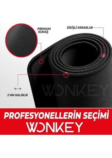 Pro - Dikişli Gaming Mouse Pad, Oyuncu Gamer Mousepad, Uzun ve Büyük Boy Xlarge Masa Matı (70X30 cm - Xl, Siyah)