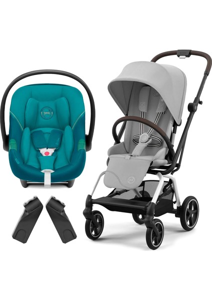Eezy S Twist+2 (Fog Grey) + Eezy Twist Adaptör + Cybex Aton S2 Isize ( River Blue)