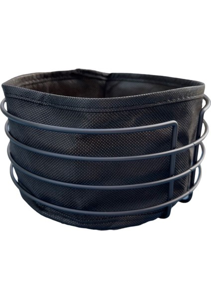 Yuvarlak Metal Şeritli Siyah Ekmeklik, Şık Siyah Kumaş Metal Şeritli Ekmeklik