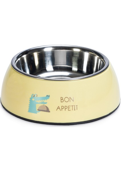 Köpek Mama Su Kabı, Paslanmaz Çelik, Sarı, 18CM, 350ML