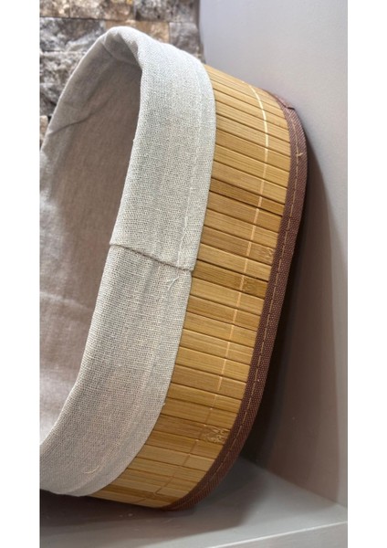 Elite Arin Homteks Tekli Oval Bambu Çok Amaçlı Sepet Büyük Boy Ölçü Uzun-27 cm Geniş-18 Derin-10 1 Adet