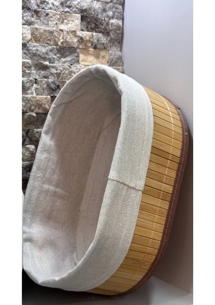 Elite Arin Homteks Tekli Oval Bambu Çok Amaçlı Sepet Büyük Boy Ölçü Uzun-27 cm Geniş-18 Derin-10 1 Adet