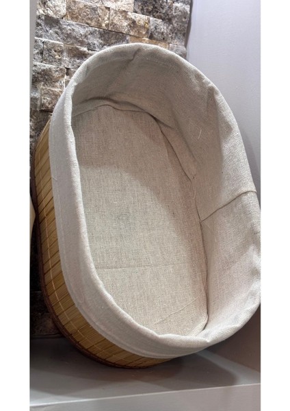 Elite Arin Homteks Tekli Oval Bambu Çok Amaçlı Sepet Büyük Boy Ölçü Uzun-27 cm Geniş-18 Derin-10 1 Adet
