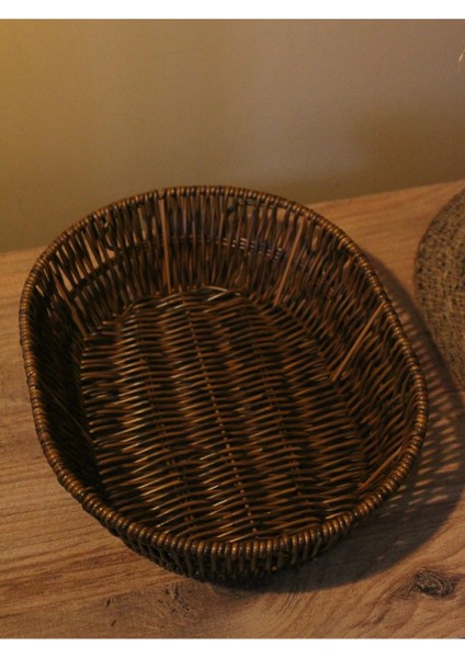 Elite Rattan Geniş Ekmek Sepeti Oval 1 Adet modelleri