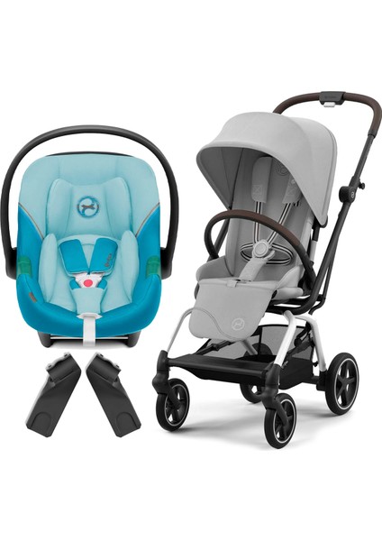 Eezy S Twist+2 (Fog Grey) + Eezy Twist Adaptör + Cybex Aton S2 Isize ( Beach Blue)