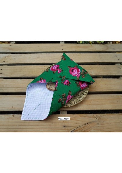 Elite Yeşil Divitin Pembe Güllü Ekmek Bohçası Ekmek Örtüsü Ekmeklik 47 x 47 cm BEG_3238 1 Adet