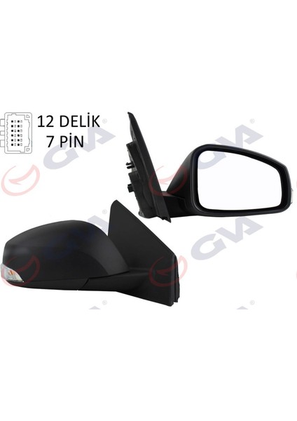 Diş Dikiz Aynasi Sağ Megane-Fluence 08 Elektrikli Isitmali Sinyalli Konveks 7 Fiş VM-6138EHR Dpmah