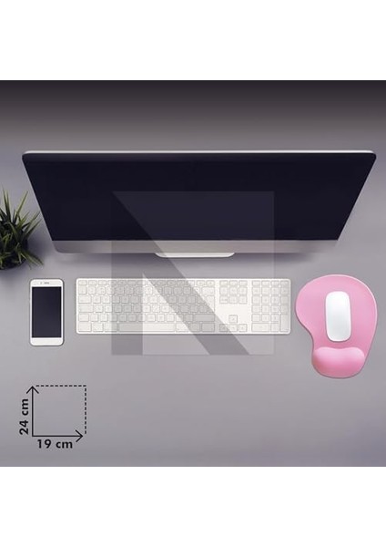 Team - Bilek Destekli Memory Foam Mouse Pad, Ergonomik Kaymaz Hafızalı Köpük Mousepad, Ofis ve Ev Için 24X19 cm Fare Altlığı (Pembe)