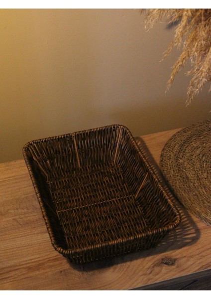 Elite Rattan Geniş Ekmek Sepeti Dikdörtgen 1 Adet