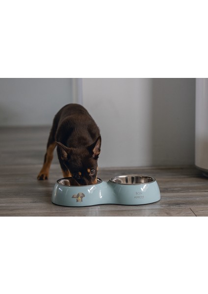 Köpek Ikili Mama ve Su Kabı, Paslanmaz Çelik, Turkuaz, 34X17,5CM, 2X350ML indirimleri