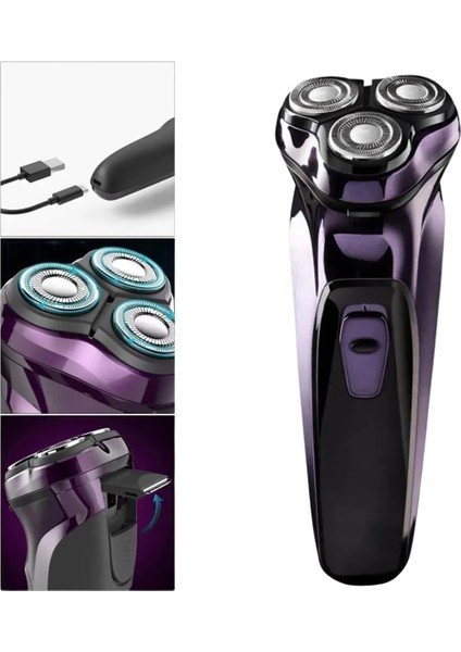 3 Bıçaklı Şarjlı Günlük Tıraş Makinesi, Yüksek Performans, Hassas Ve Konforlu Tıraş
