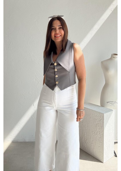 Füme Geniş Yaka Yelek fiyatları