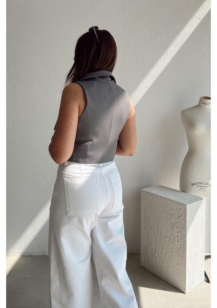 Füme Geniş Yaka Yelek modelleri