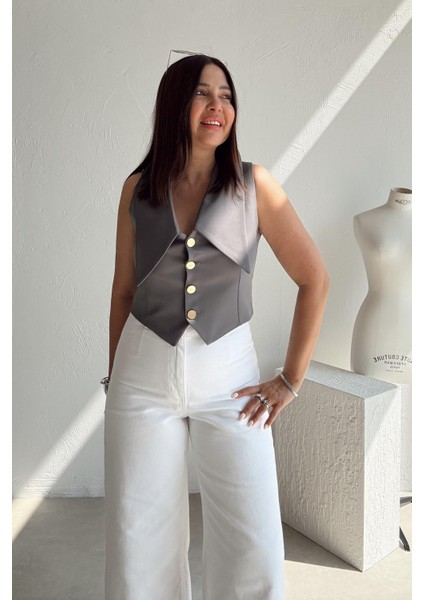 Füme Geniş Yaka Yelek fırsatları