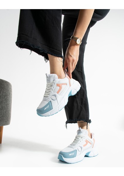 Hagrid Kadın Beyaz Pudra Mavi Fileli Spor Ayakkabı modelleri