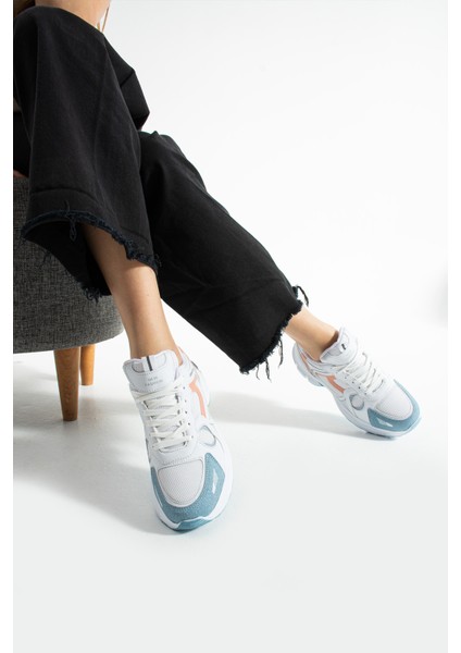 Hagrid Kadın Beyaz Pudra Mavi Fileli Spor Ayakkabı fırsatları