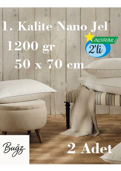 2 Adet Nano Jel Yastık Horlatmayan, 1200 gr
