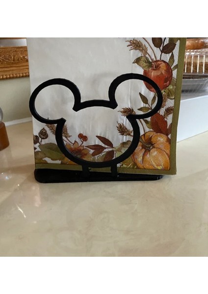 Elite Mickey Mouse Dekorlu Organik Plastikten Peçetelik Siyah 1 Adet