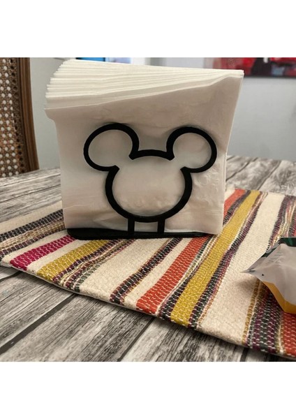 Elite Mickey Mouse Dekorlu Organik Plastikten Peçetelik Siyah 1 Adet