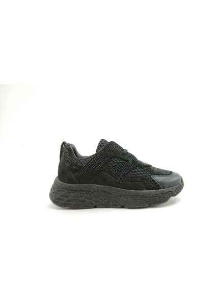 Deri Ortopedik Kadın Sneaker Ayakkabı Taşlı ET3242