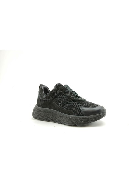 Deri Ortopedik Kadın Sneaker Ayakkabı Taşlı ET3242