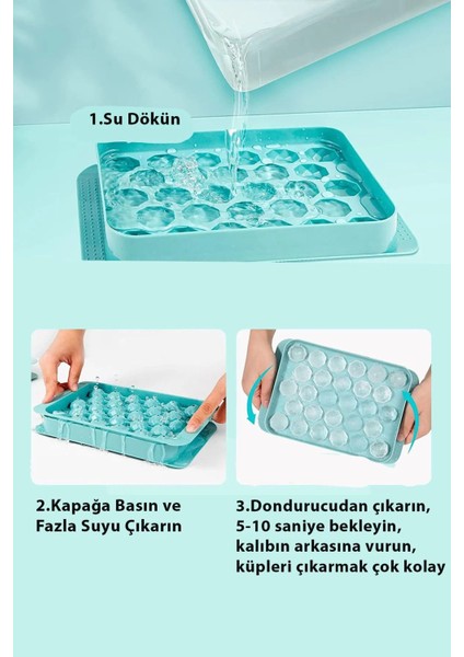 Elite Küre Buz Kalıbı Kapaklı 33 Hazneli Yuvarlak Buz Kalıbı Kokteyl Sunum Buz Kalıbı 1 Adet indirimleri