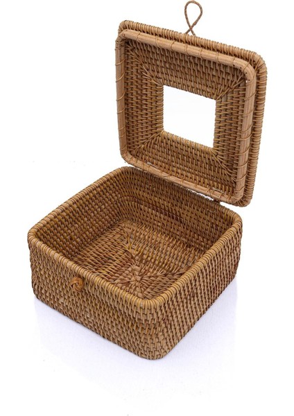 Elite Meander Rattan El Yapımı Kare Büyük Boy Peçetelik 18X18X13CM 8923 1 Adet