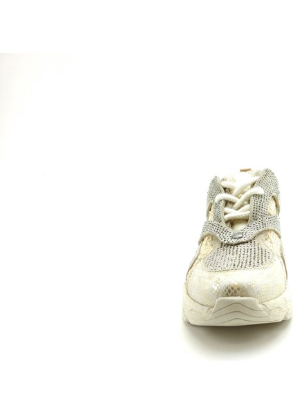 Deri Ortopedik Kadın Sneaker Ayakkabı Taşlı ET3242