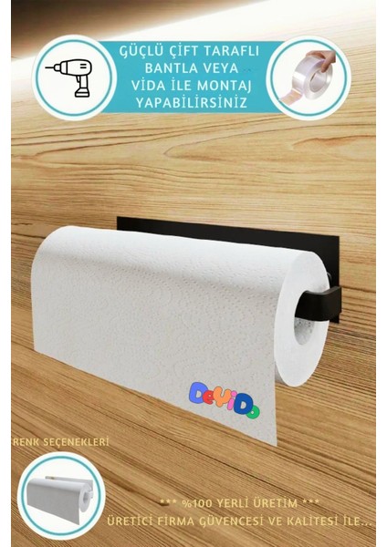 Elite Metal Yapışkanlı Kağıt Havlu Peçetelik - Demir Askılık - Havluluk Banyo Askısı - Çok Amaçlı Askılık 1 Adet