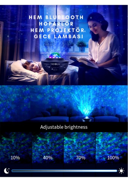 Galaksi Projektör Gece Lambası Bluetooth Hoparlör Disko Topu Yıldızlı Rgb LED Işıklı Tavan Aydınltma fırsatları