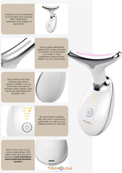 Ems Güzellik Cihazı Yüz Boyun 7 Işık Cilt Gençleştirme 7000/M Akustik Titreşim indirimleri