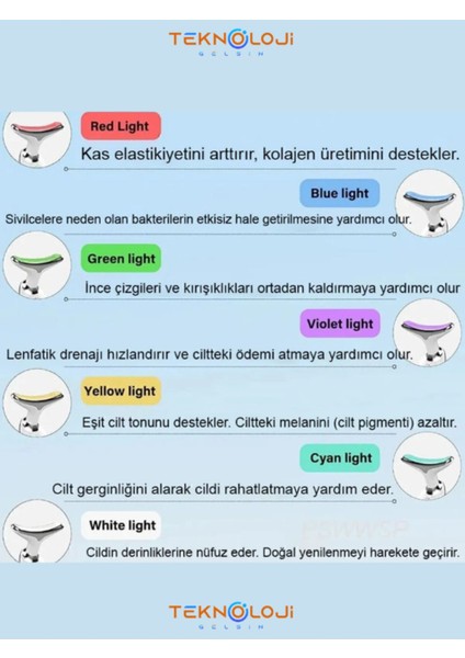 Ems Güzellik Cihazı Yüz Boyun 7 Işık Cilt Gençleştirme 7000/M Akustik Titreşim