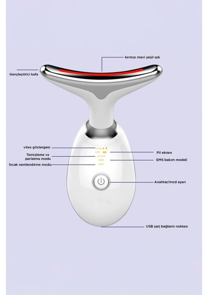 Ems Güzellik Cihazı Yüz Boyun 7 Işık Cilt Gençleştirme 7000/M Akustik Titreşim