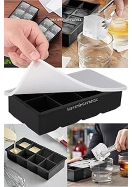 Elite Gurme Chef Kapaklı Silikon Buz Kalıbı - Bpa Içermeyen, Viski ve Kokteyller Için Büyük Buz Kalıpları 1 Adet