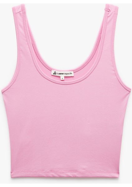 U Yaka Slim Fit Kolsuz Basic Crop Bluz modelleri