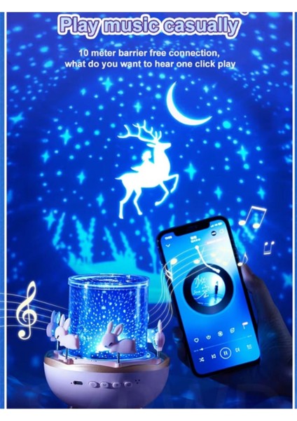 Projektör Gece Lambası Dönen Çocuklar Için Eğitici Bluetooth Hoparlör Gezengen Ay Yıldz Işıklı Masal fiyatları