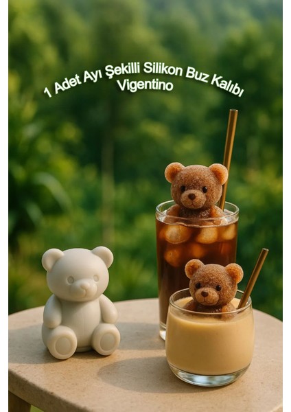 Elite 1 Adet Silikon Ayı Şekilli Buz Kalıbı Buzluk 3 Boyutlu Kahve Kokteyl Içecek Sunum Buz Kalıbı 1 Adet