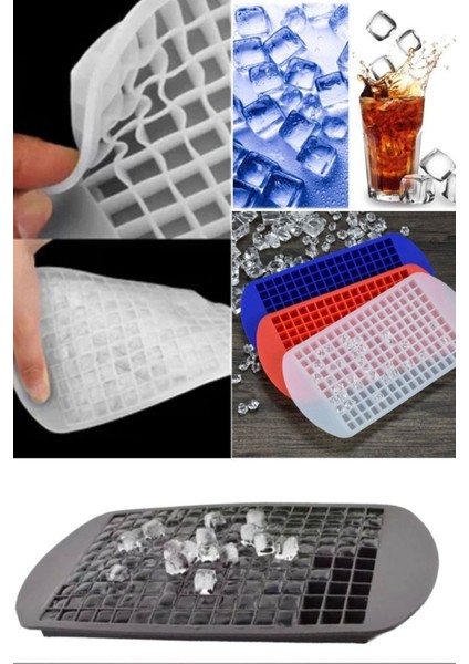 Elite Ice Coffe Buz Kalıbı Kare Şekilli Mini Buz 160 Bölmeli Mini Küp Silikon Buz Kalıbı Buzluk Kokteyli 1 Adet