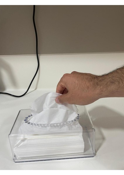 Elite Dikdörtgen Akrilik Şeffaf Peçetelik Islak Mendil Kutusu Peçete Düzenleyici Z Peçete Uyumlu 1 Adet