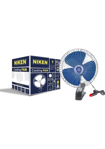 Araç Içi Vantilatör Mavi Mandallı 24VOLT 10 Inç Niken