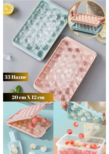 Elite 33 Hazneli Kapaklı Krsital Küre Buz Kalıbı 1 Adet