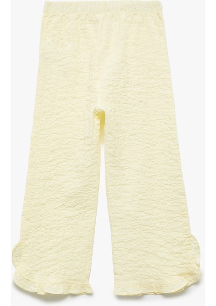 Crinkle Fırfır Detaylı Beli Lastikli Geniş Paça Pantolon