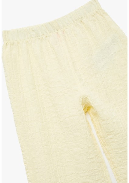 Crinkle Fırfır Detaylı Beli Lastikli Geniş Paça Pantolon