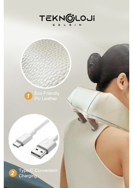 Masaj Aleti Şarjlı Ovmalı Isıtmalı Yeni Nesil Insan Eli Yoğurmahisli Boyun Sırt Tasnablir Masj Cihaz