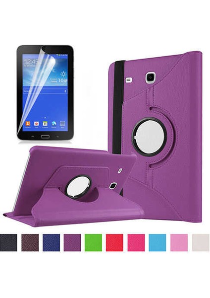 Galaxy Tab 3 Lite 7.0 T110 Uyumlu Crcr Dönebilen Standlı Kılıf-Mor