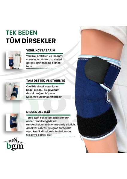 Uzun Ortopedik Dirsek Bandajı, Tenisçiye Uygun, Standart Yön